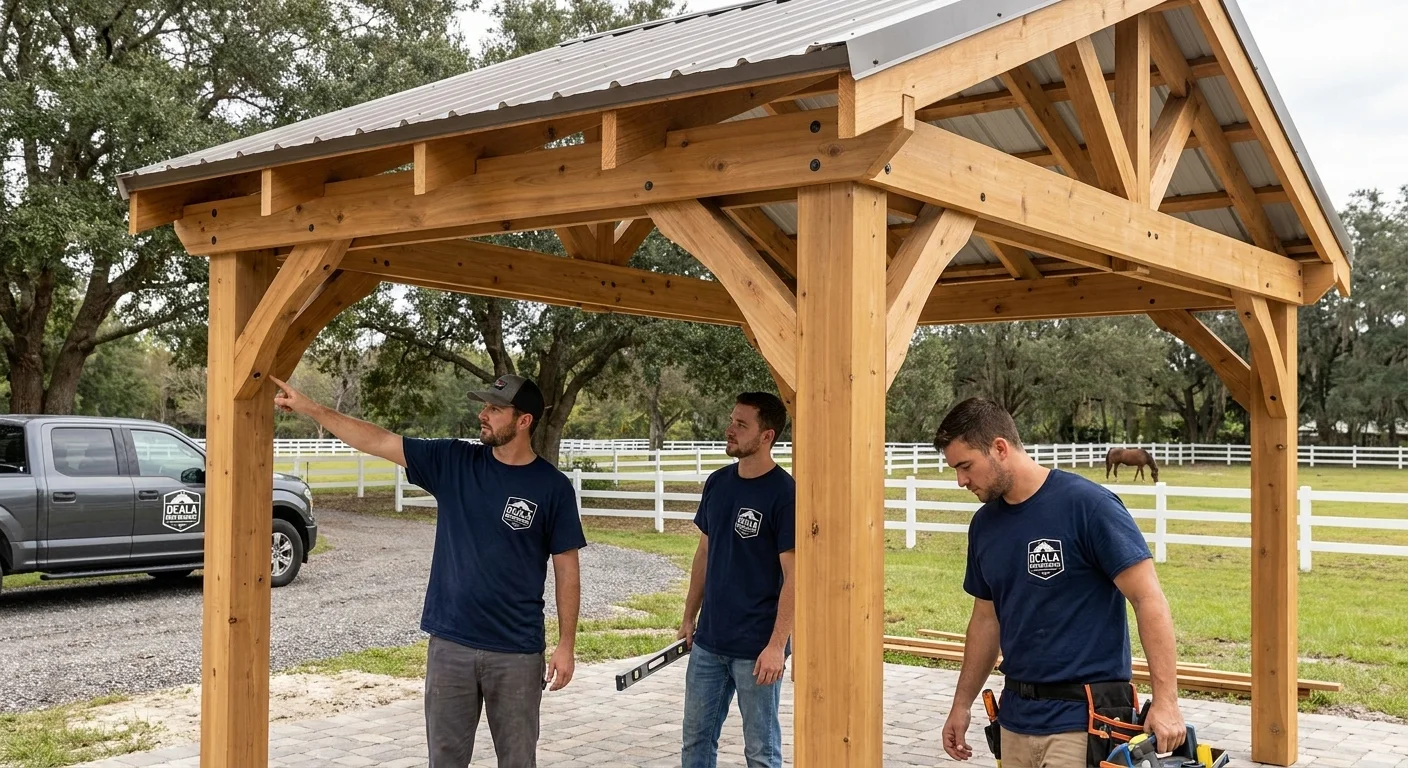 Covered pergola shade structure built by Ocala Deck Builders