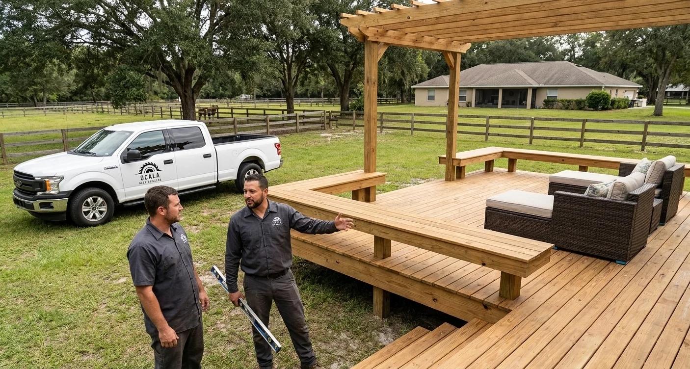 Custom backyard deck built by Ocala Deck Builders